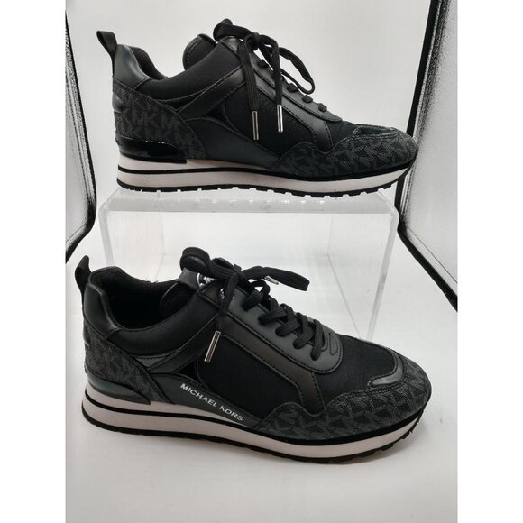 Michael Kors Black Monogram Lace-Up Sneakers Size 8M - Picture 9 of 11
